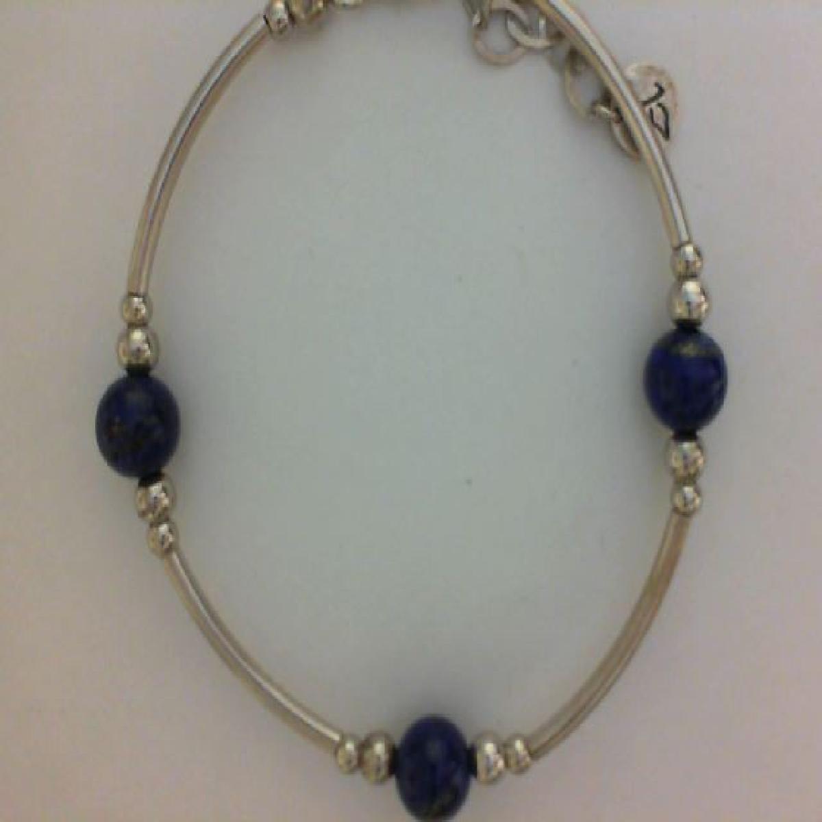 Bracelet simple Lapis Lazuli – Argent 925, Longueur Ajustable Et Fermoir Sécurisé