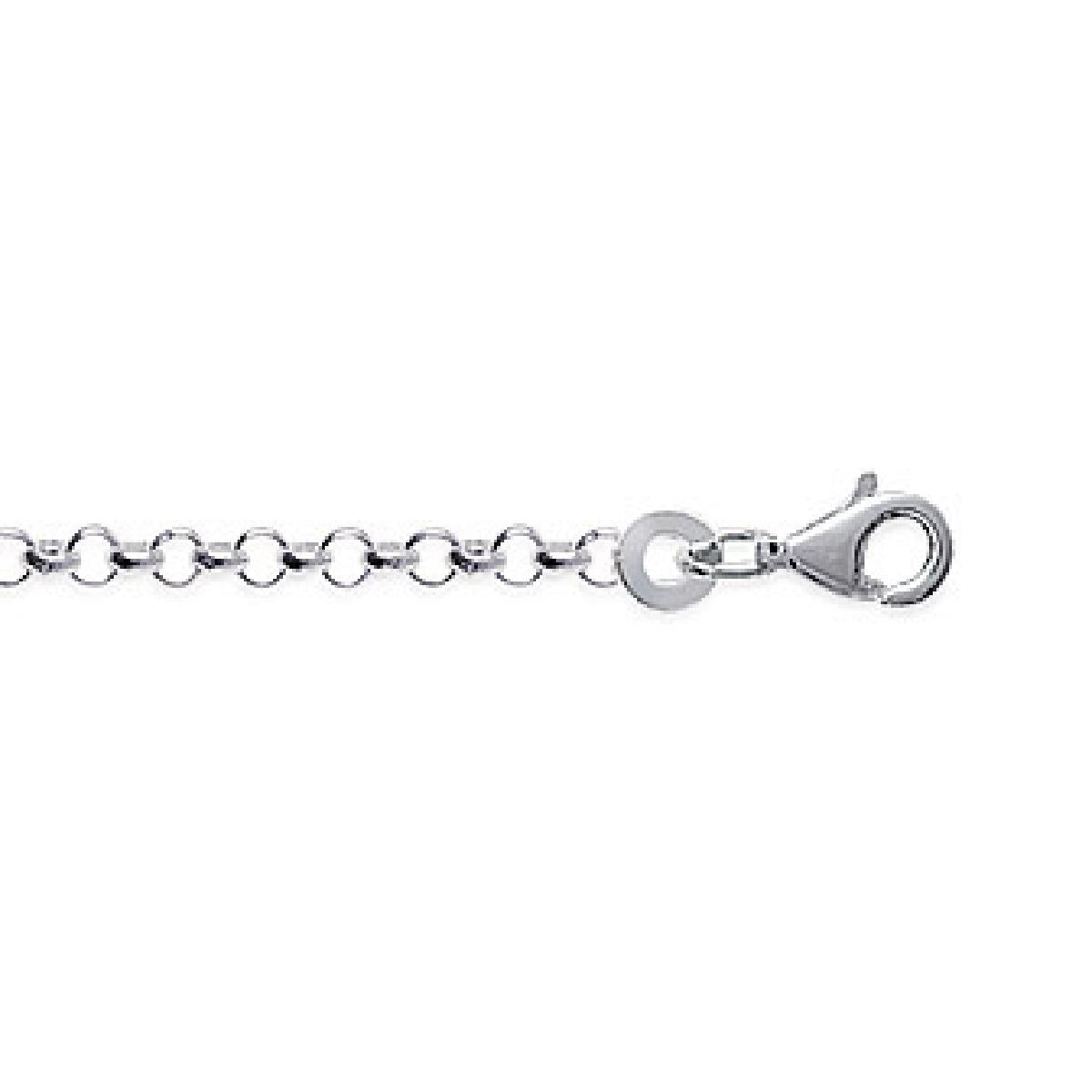Chaîne AG925 – Argent Rhodié 925/1000 Maille Forçat Ronde Longueur 40 Cm Fermeture Mousqueton