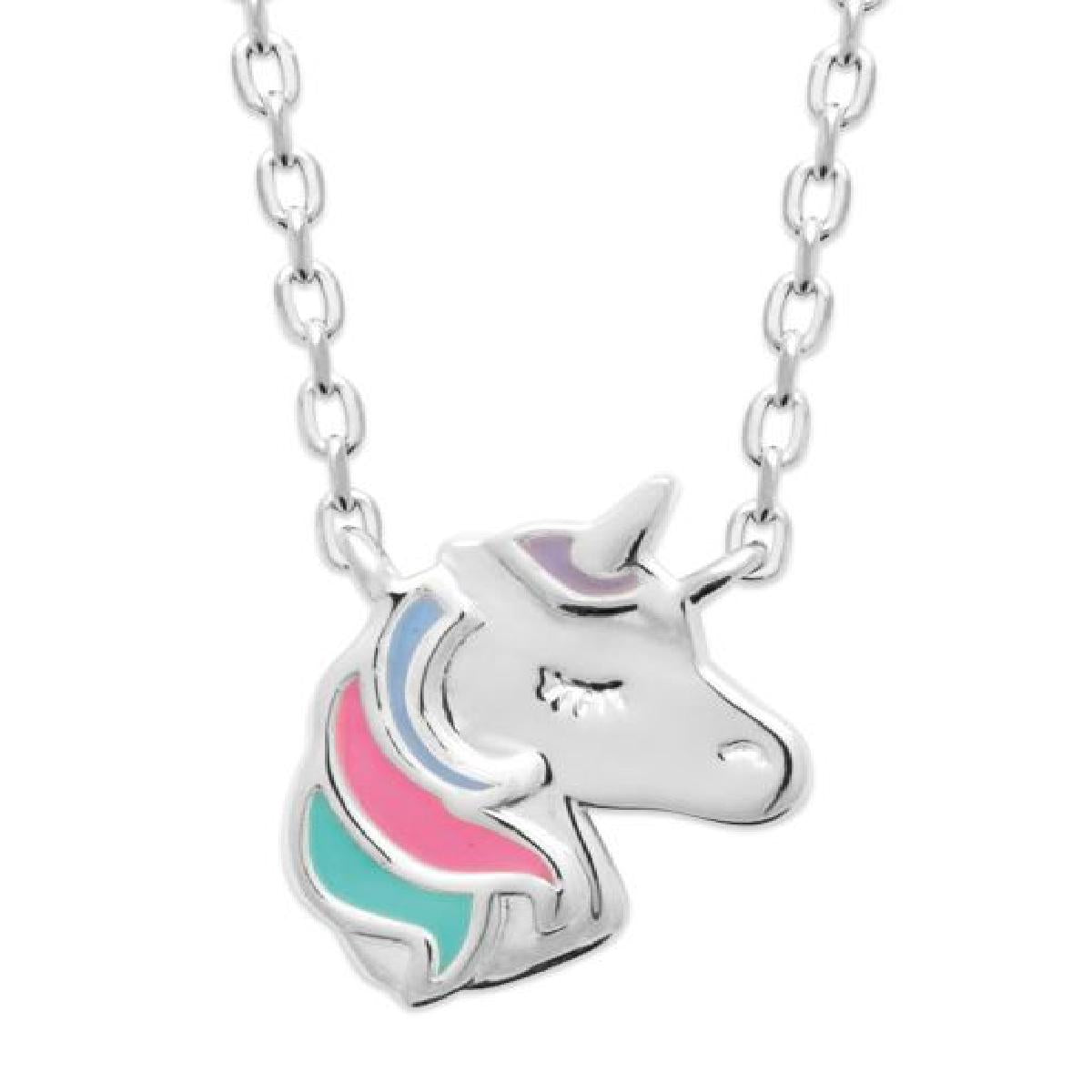 Collier AG925 Licorne Argent Rhodié 925/1000 Longueur 41 cm Maille Forçat Fermoir Mousqueton