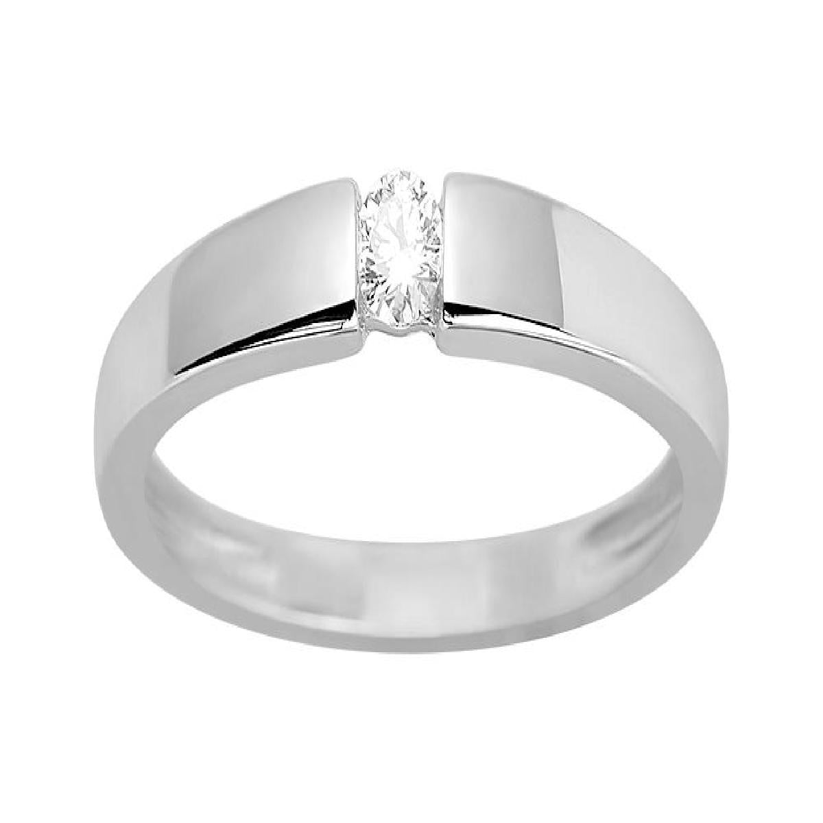 Bague Solitaire AU750 - Or Jaune 18 Carats - Diamant Taille Brillant Serti Griffes