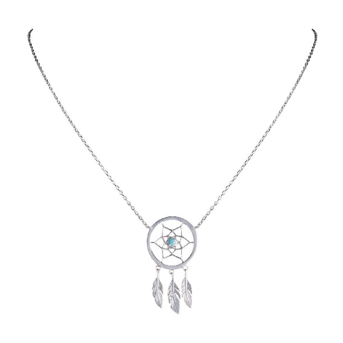 Collier Attrape-Rêve Pendante Forçat Longueur 45 Cm Version Standard – Argent Rhodié 925/1000