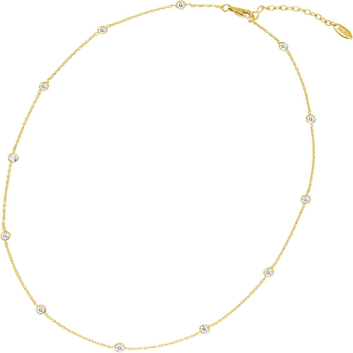 Collier Simple Plaqué Blanc Chaîne Fine Et Ajustable Longueur Réglable – Zirconium