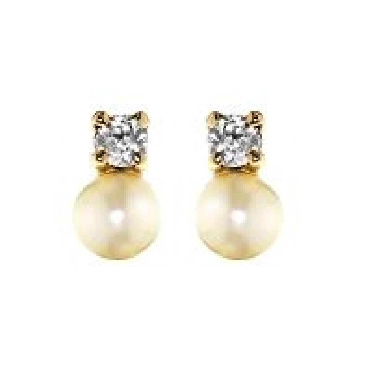 Boutons D'Oreilles Pierres Blanches À Monture Métallique De Précision – AU375 – Zirconium
