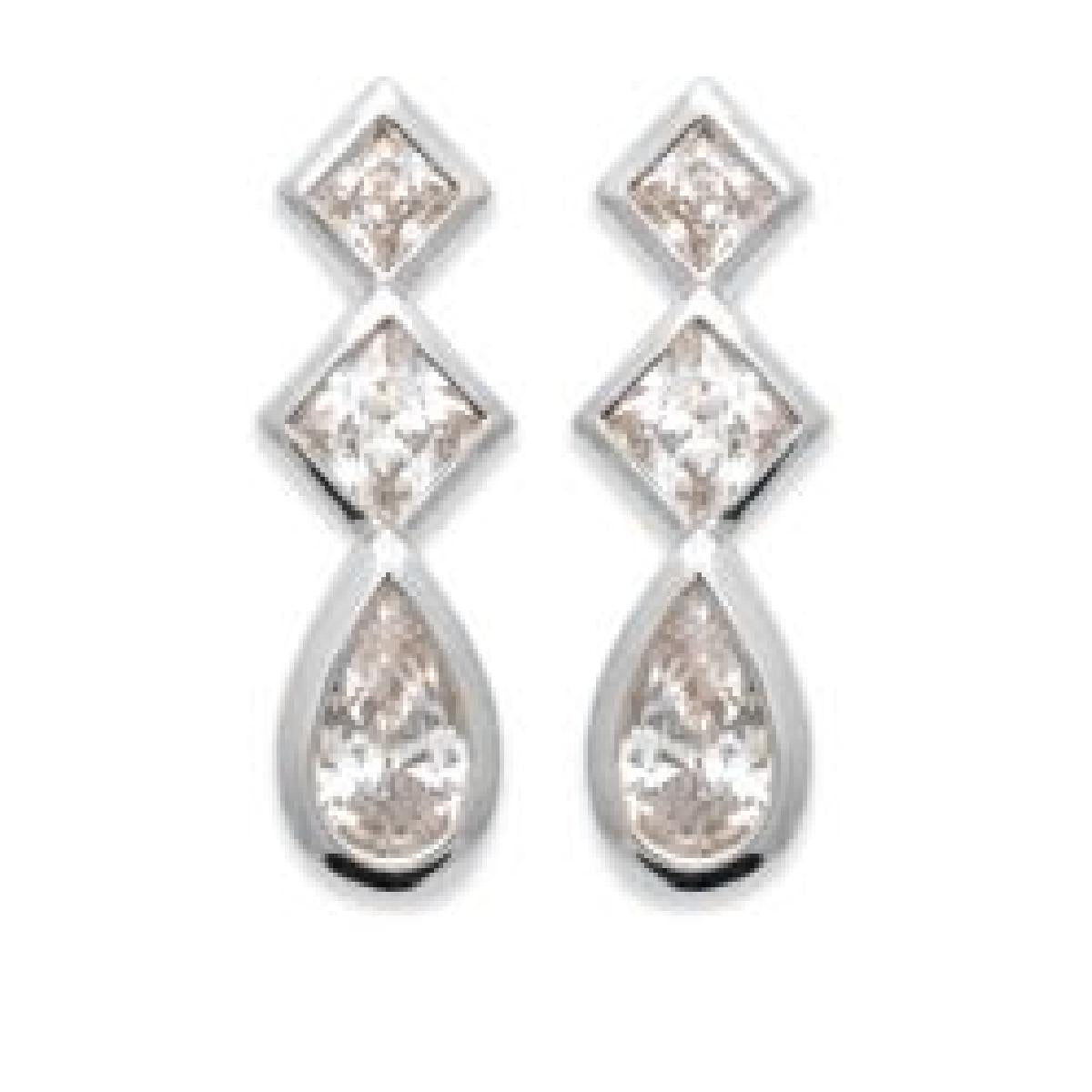 Boucles D'Oreilles Pendantes Et Puces AG925 – Argent Rhodié 925/1000 Pour Usage Quotidien