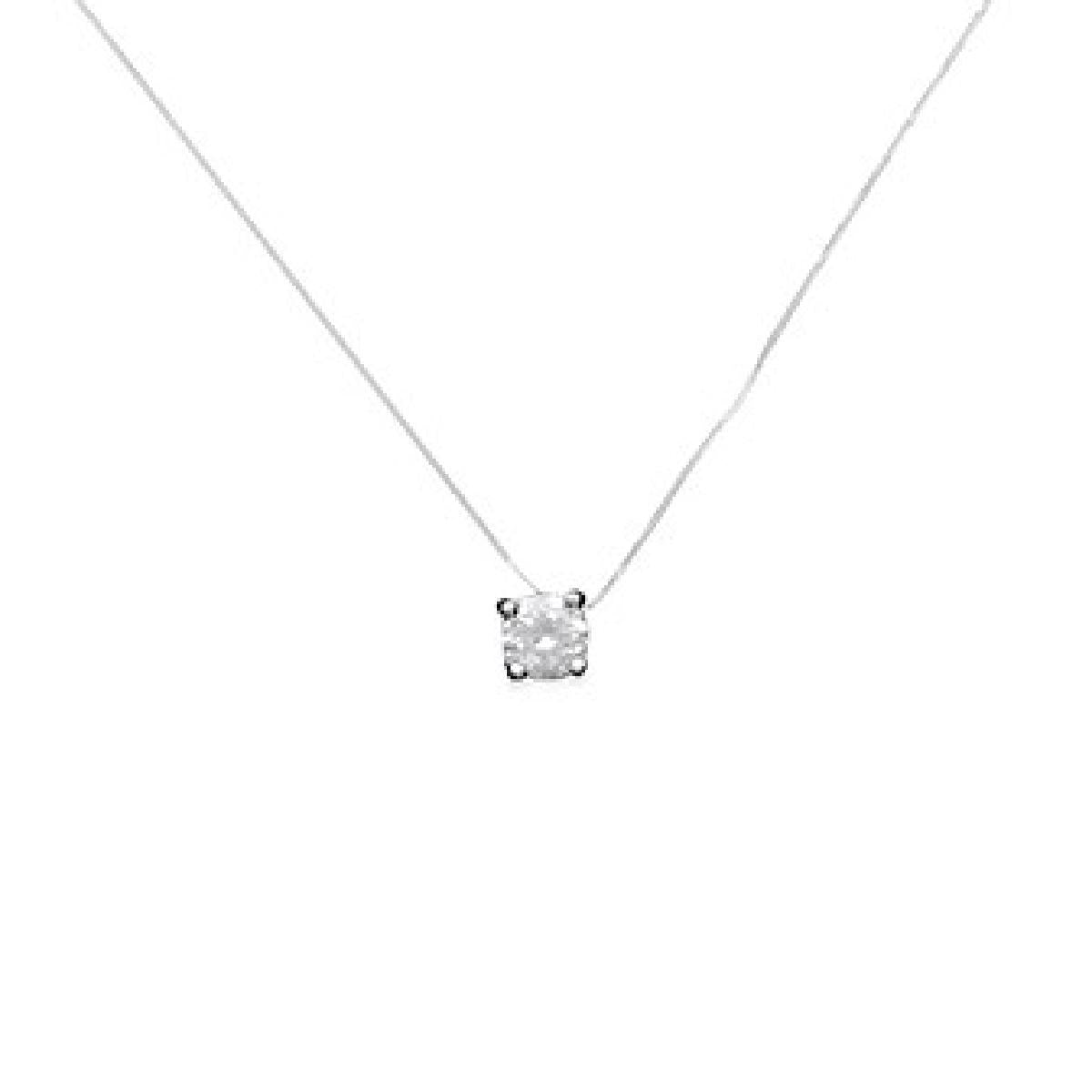 Collier Nylon AG925 ALOÏZE Oxyde de Zirconium Serti 4 Griffes - Argent Rhodié 925/1000