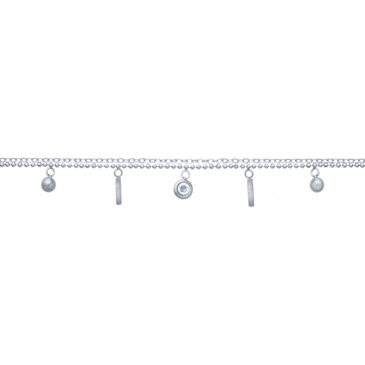 Chaîne De Cheville Acier – Zirconium, Longueur Standard 22 Cm, Montage À Maillons Fins Articulés