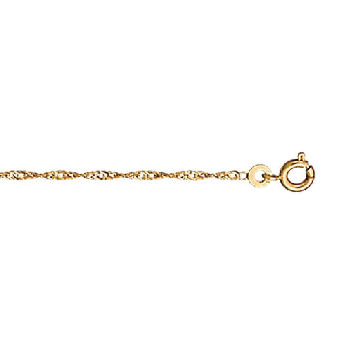 Chaîne de cheville maille vrillée – Plaqué Or Jaune 3 Microns Longueur 23 cm Fermoir Anneau à Ressort