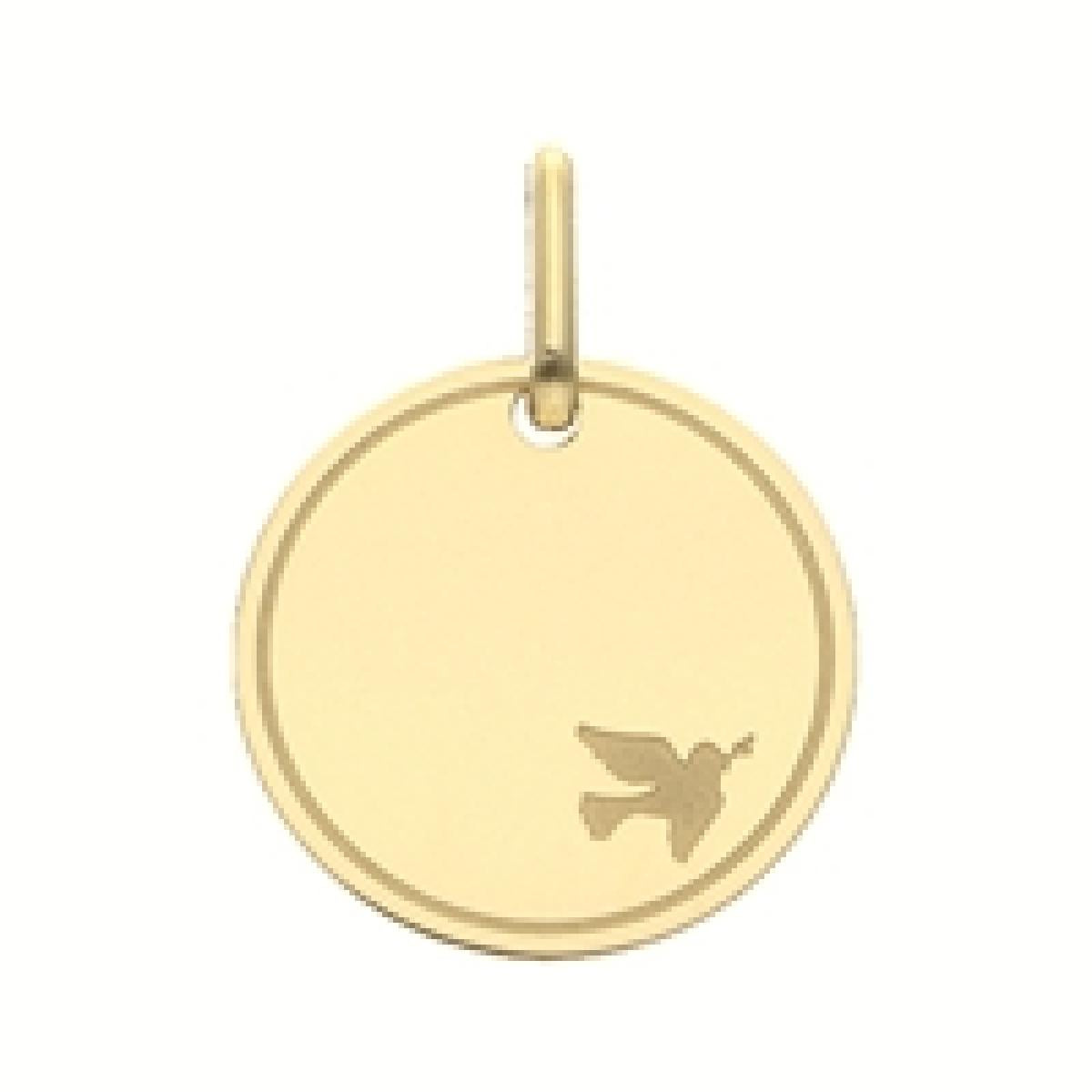 Pendentif AU375 Colombe Gravée Sur Deux Faces Et Personnalisable – Or Jaune 9 Carats