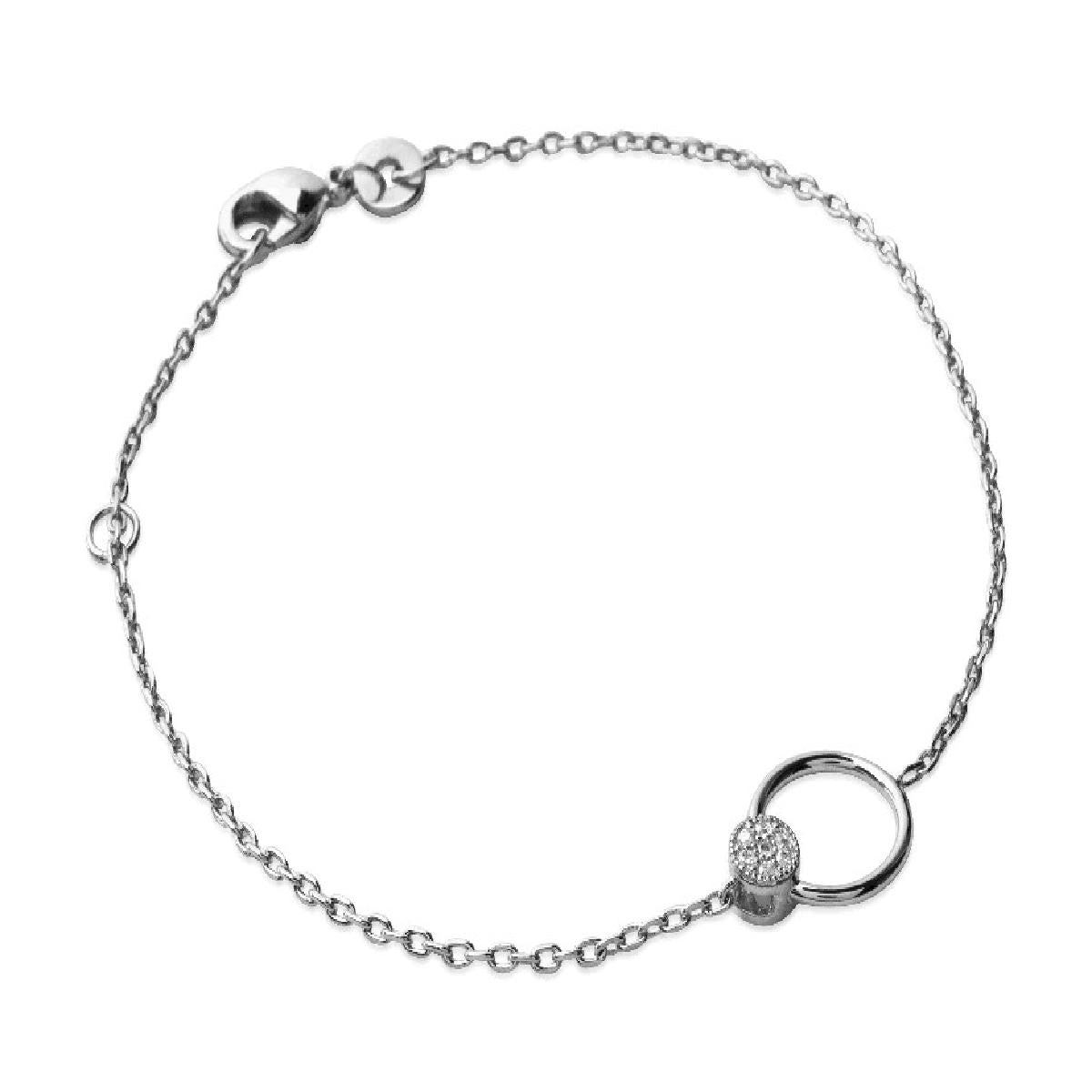 Bracelet Maille Forçat AG925 – Argent Rhodié 925/1000 Oxydes de Zirconium au Centre