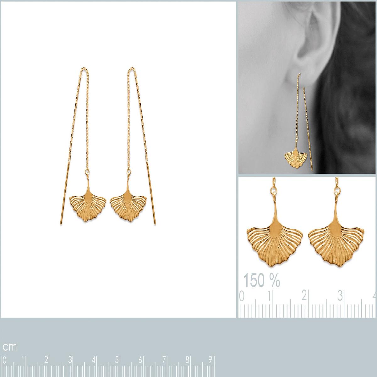 Boucles d'oreilles Modèle Hélice Croix Céleste Fusion Gravure Fine – Or 18 carats