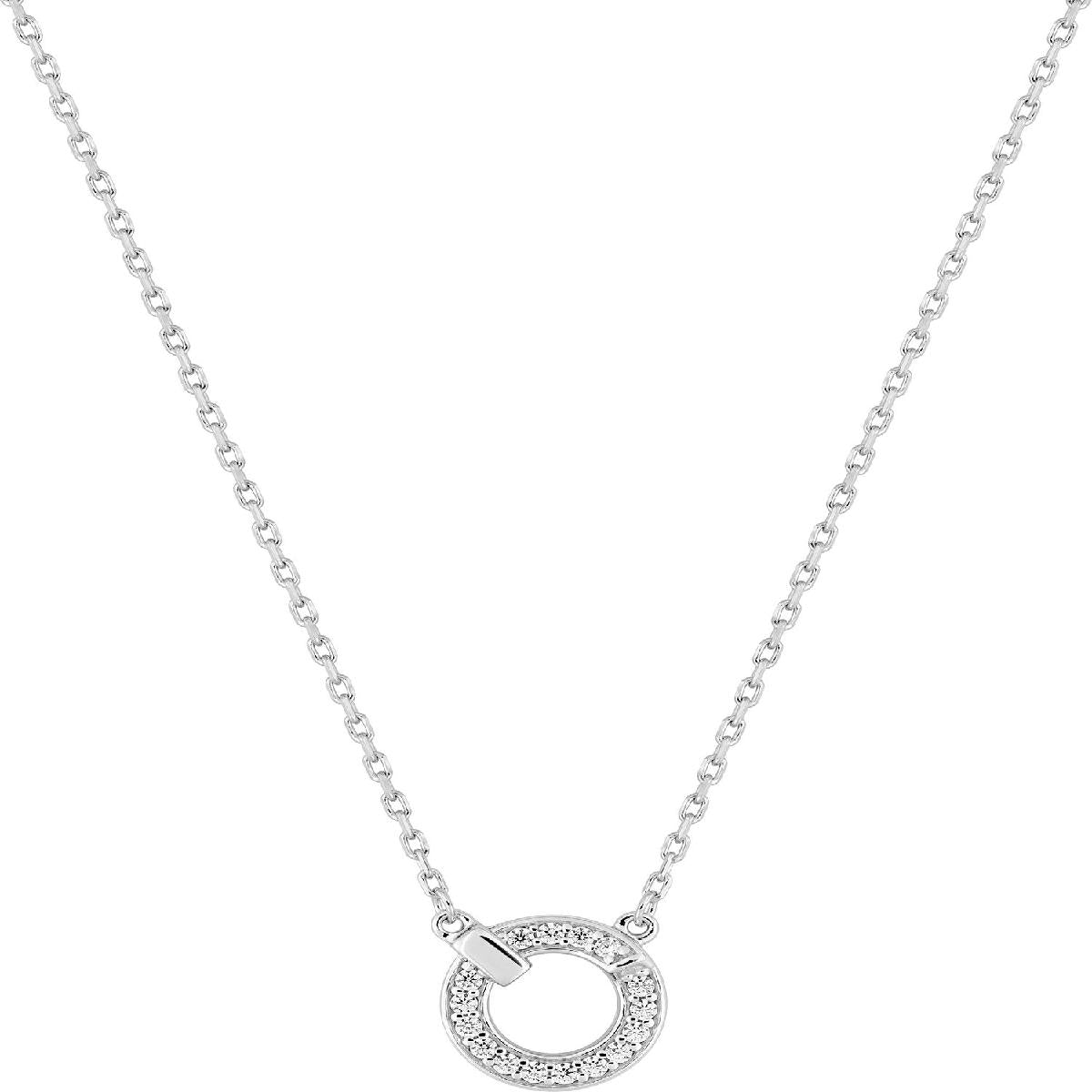Collier simple et pendentifs blancs - Argent 925 et Zirconium, Longueur 45 cm Environ