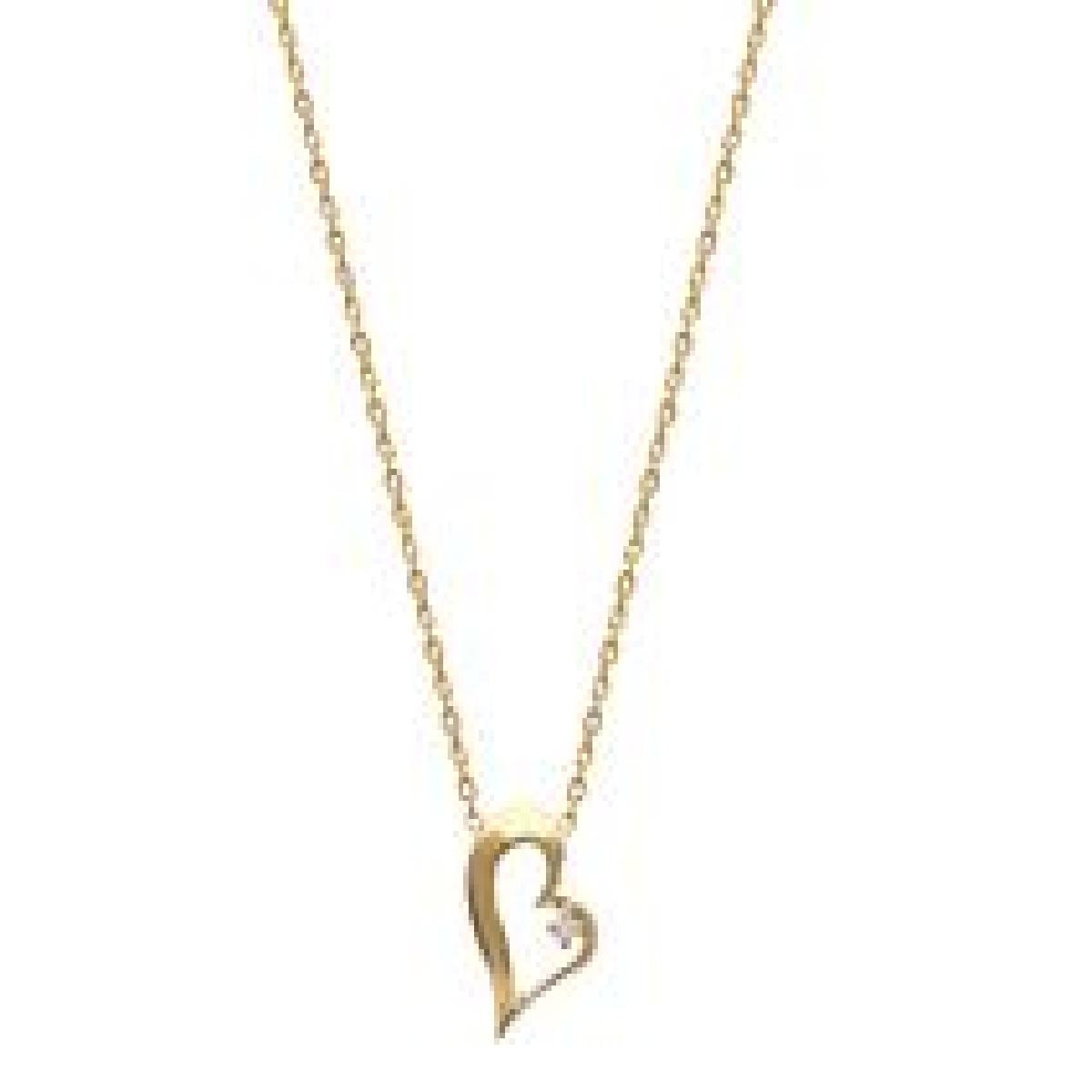 Collier Cœur Zirconium – Or Jaune 3 Microns Plaqué – Pendentif Oxydes Zirconiques