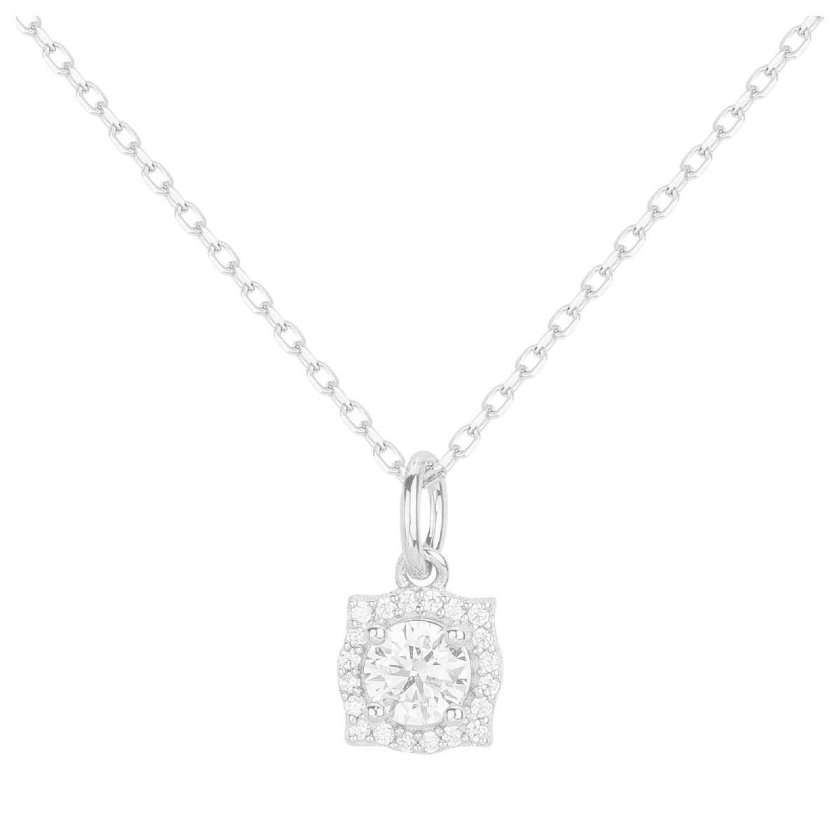 Collier Simple Plaqué Blanc Zirconium Chaîne Délicate Ajustable Longueur Variable – Argent 925