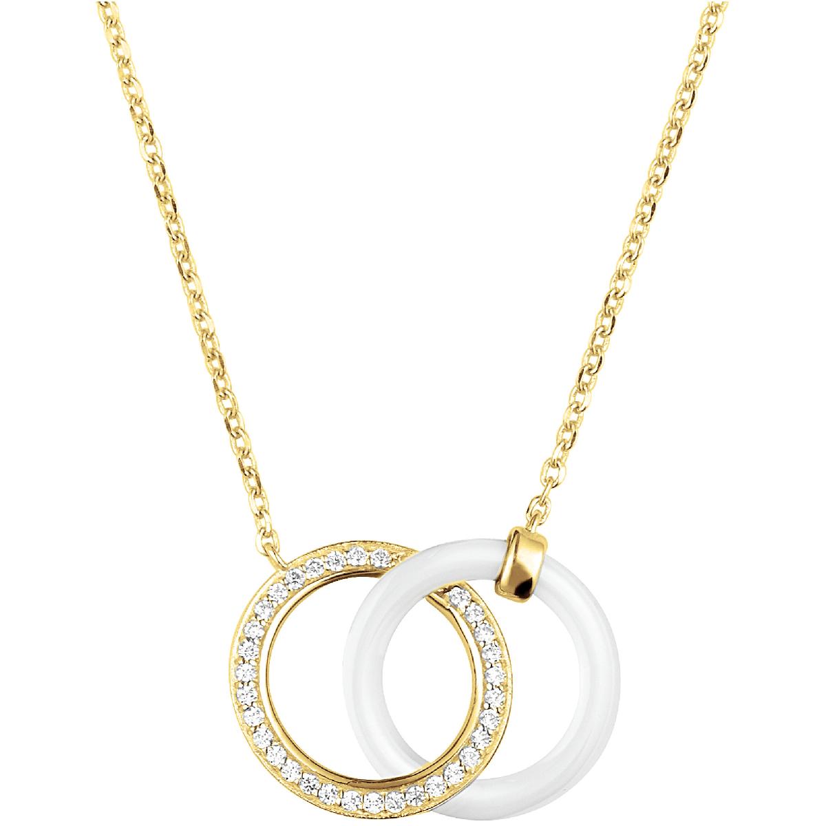 Collier Céramique Et Plaque Or Gravée Motifs Géométriques Modernes Finement – Zirconium