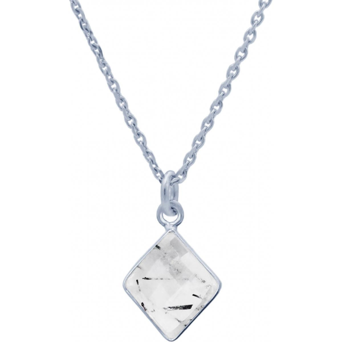 Collier Simple Quartz Blanc ALOÏZE Pendentif Minimaliste Goutte Moderne – Argent 925