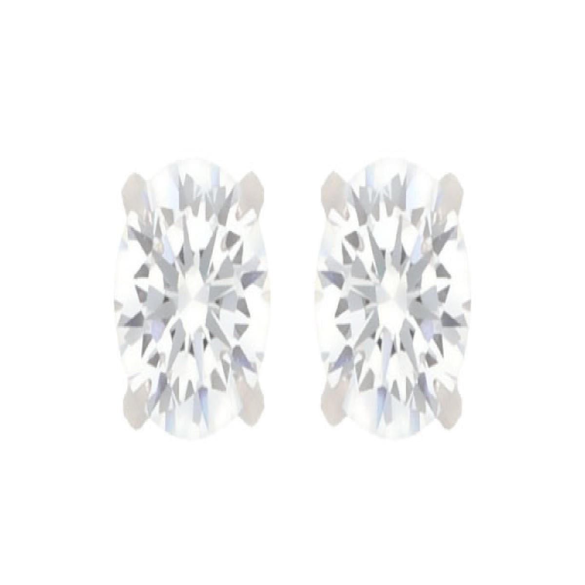 Boucles d'oreilles AU750 – Or gris 18 carats et oxydes de zirconium imitation diamants sertis 4 griffes