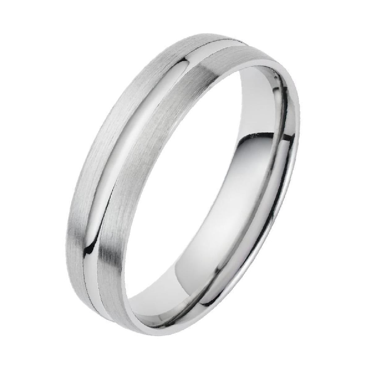 Alliance Ruban Plat Rainuré Finition Brossée 5 Mm Pour Unisexe – Palladium 500/1000