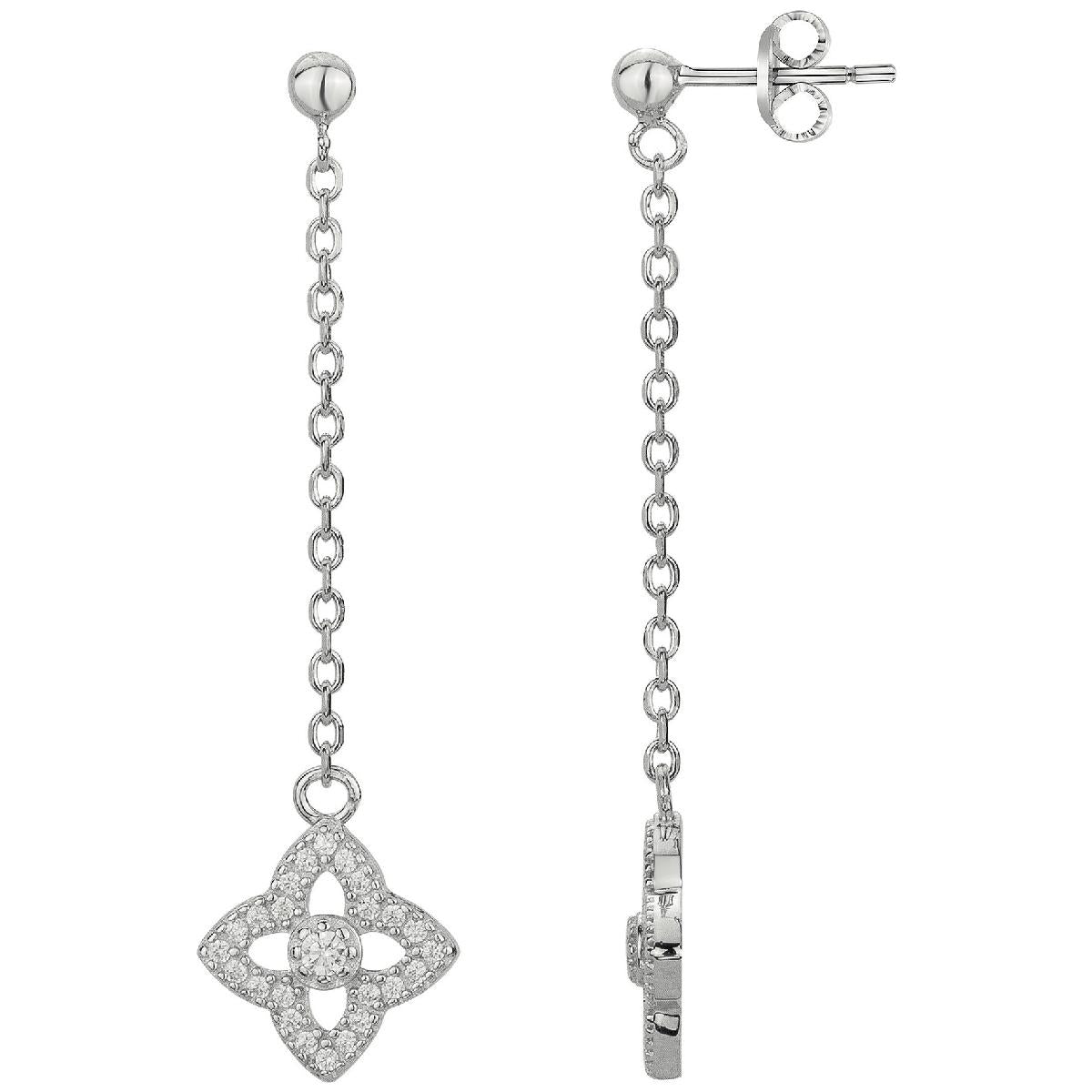 Créole PAM Blanc Oxydes de Zirconium x50 Longueur Totale des Boucles 42 mm – Argent Rhodié 925