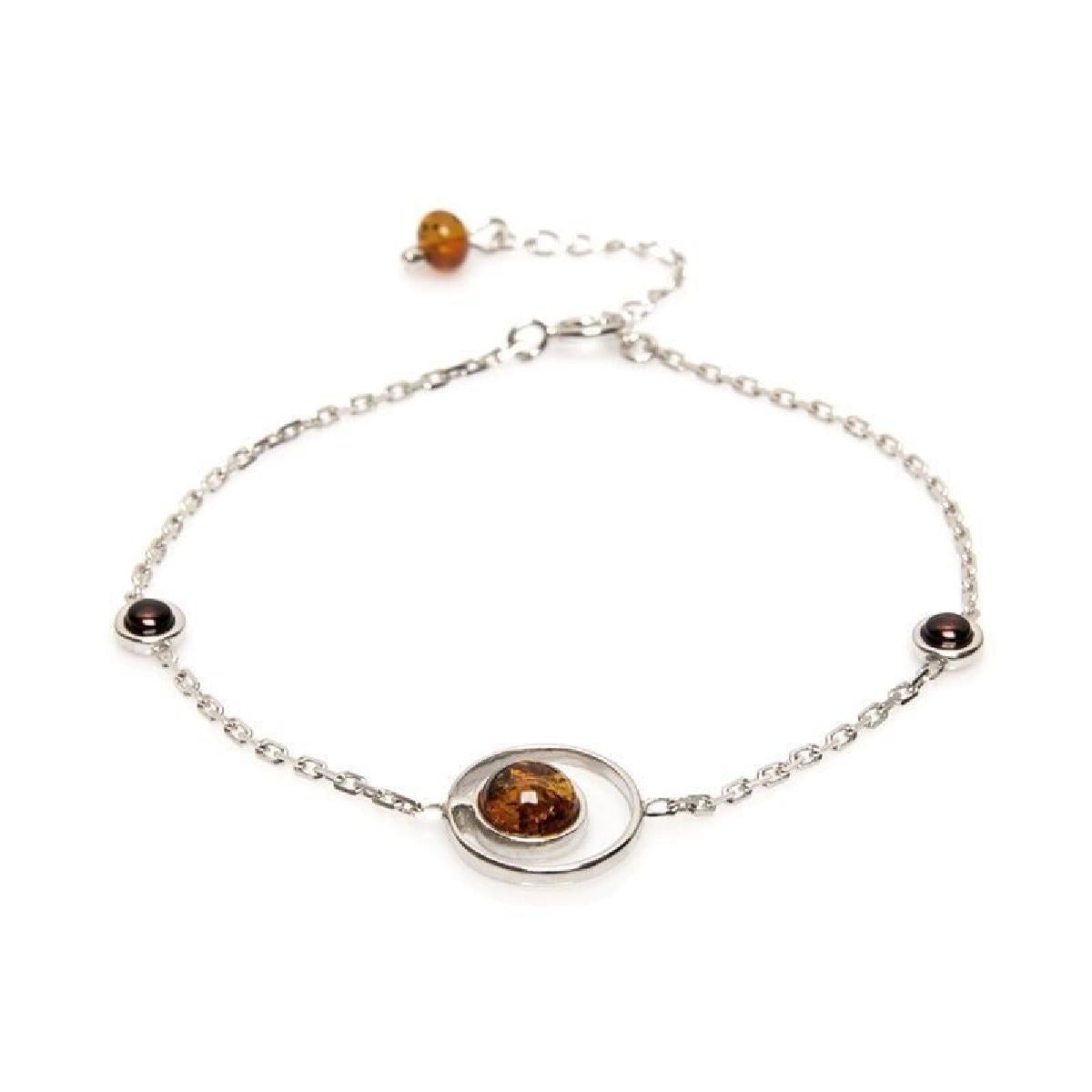 Bracelet Jonc Argenté À Maillons Fins, Longueur Réglable AG925 – Ambre Naturel Clair