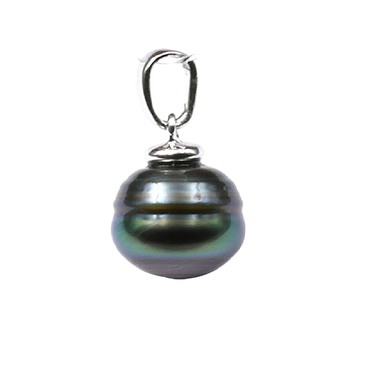 Pendentif AG925 Perle Tahiti Bélière Ovale Cerclée Forme Pendante – Argent Rhodié 925/1000