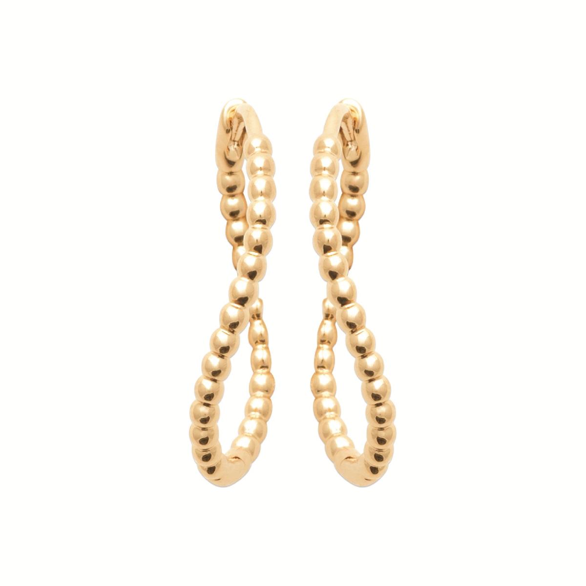 Créole Dormeuse Pampille Motif Floral Gravé Modèle Artisanal Traditionnel - Or Jaune 18 Carats
