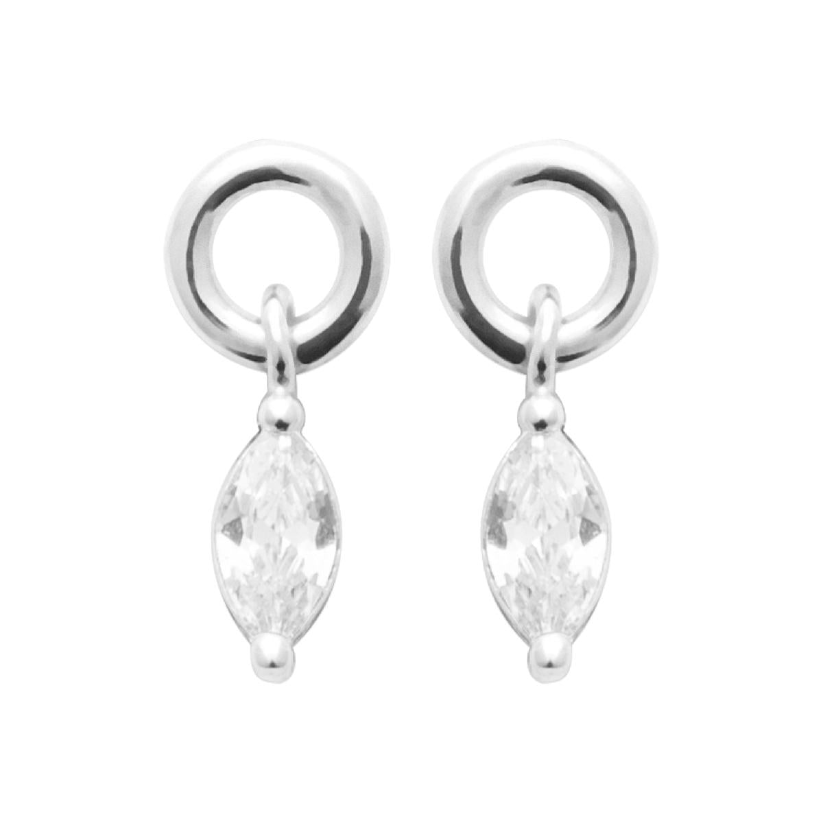 Boutons D'Oreilles Pierres Blanches – Argent 925 Zirconium Pour Oreilles Percées Paire