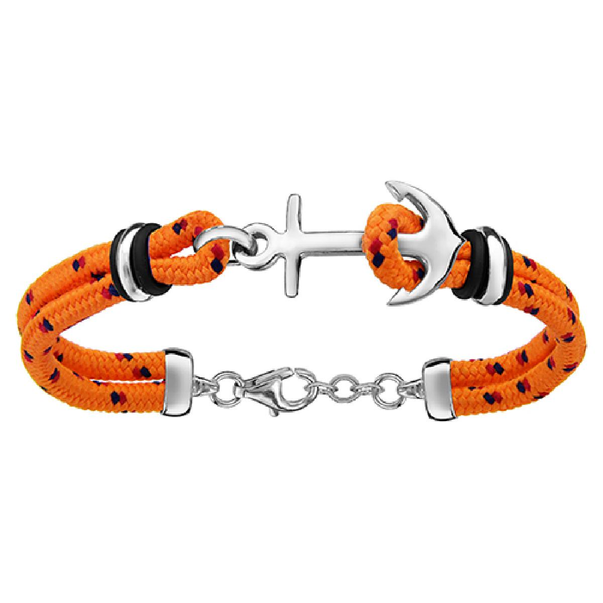 Bracelet Ancre Marine Double Rang Corde Voilier Tressée Ajustable 16 à 20 cm – Argent Rhodié 925