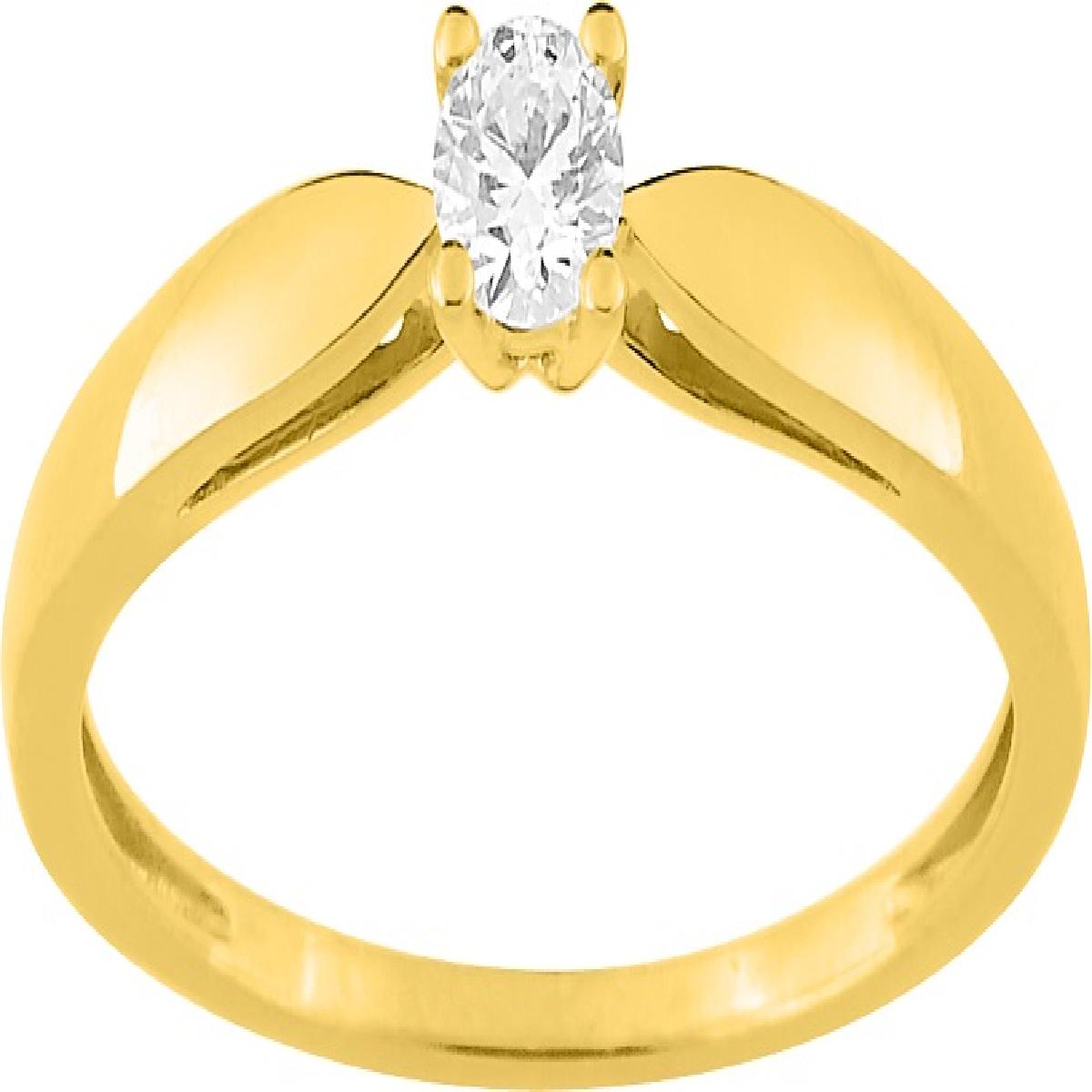 Bague Solitaire Or Jaune 9 Carats Sertie Longue Monture Traditionnelle AU375 Diamant