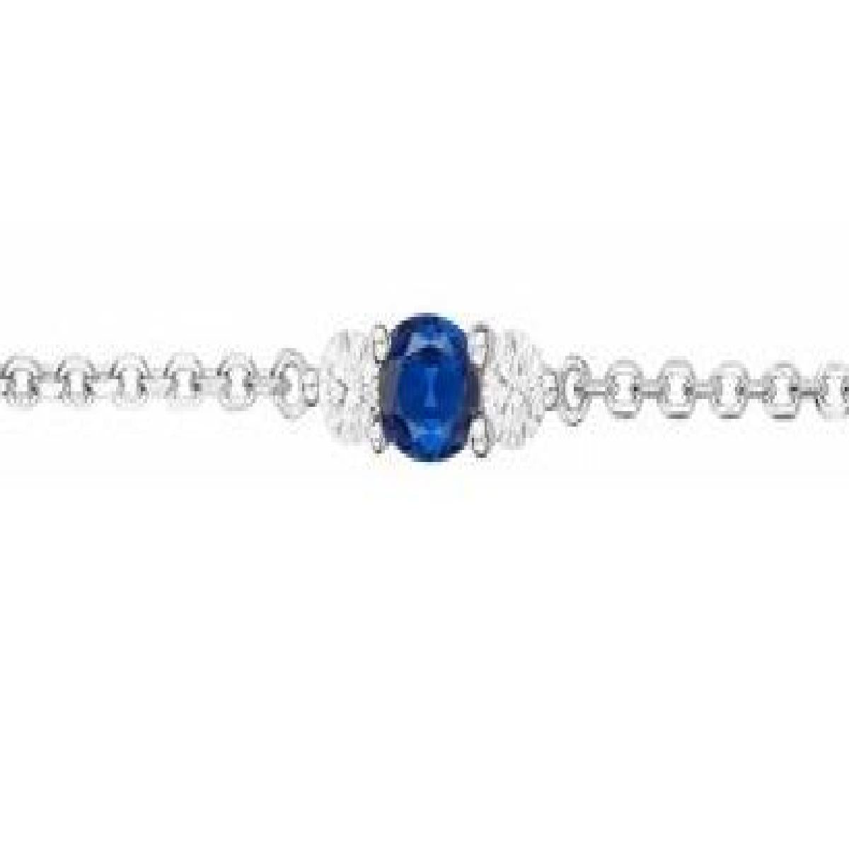 Bracelet Spinelle Bleu Rond - Argent Rhodié 925/1000 Fin pour Poignet Fin et Délicat
