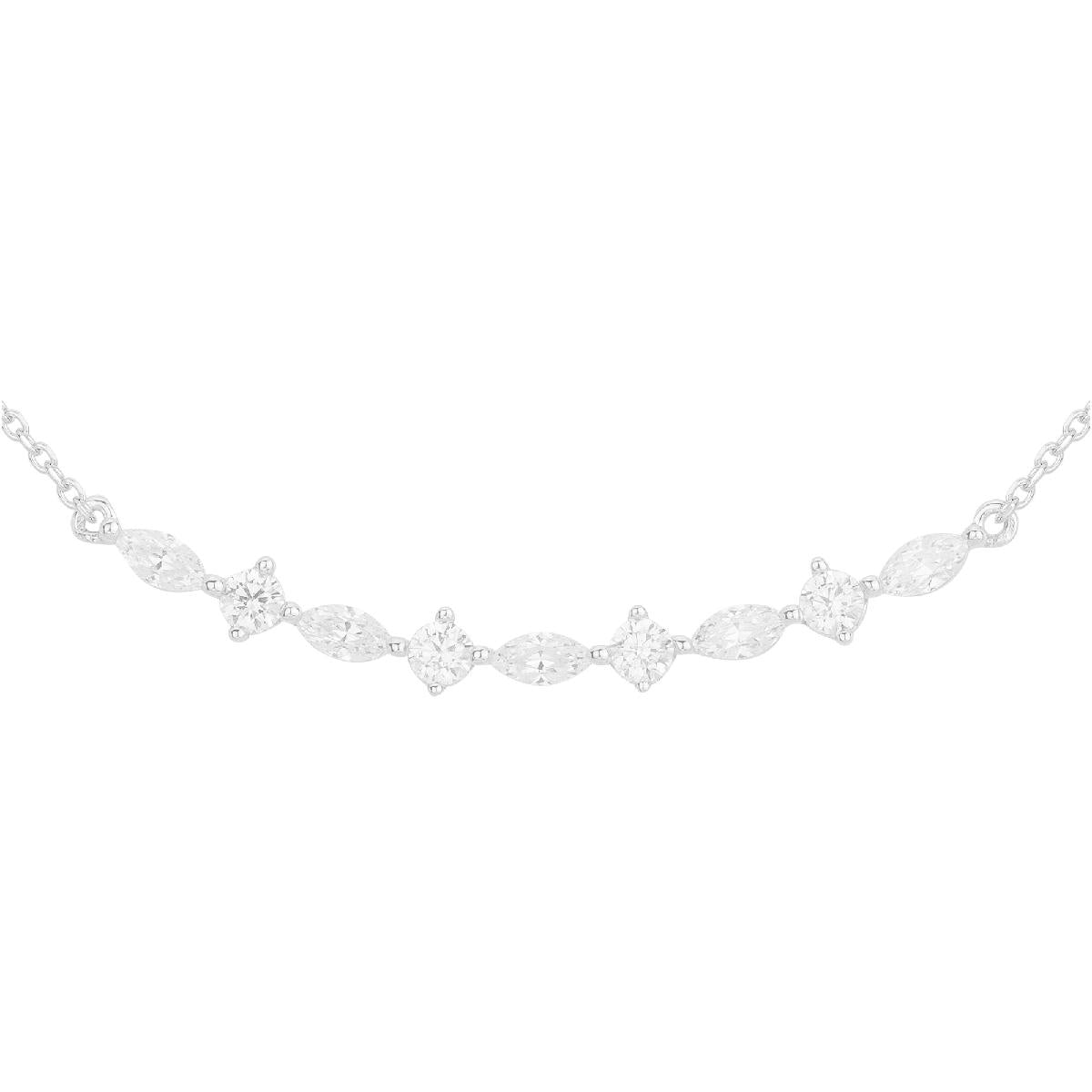 Collier Ras De Cou Simple, Chaîne Très Fine Et Délicate P. Blanches – Argent 925