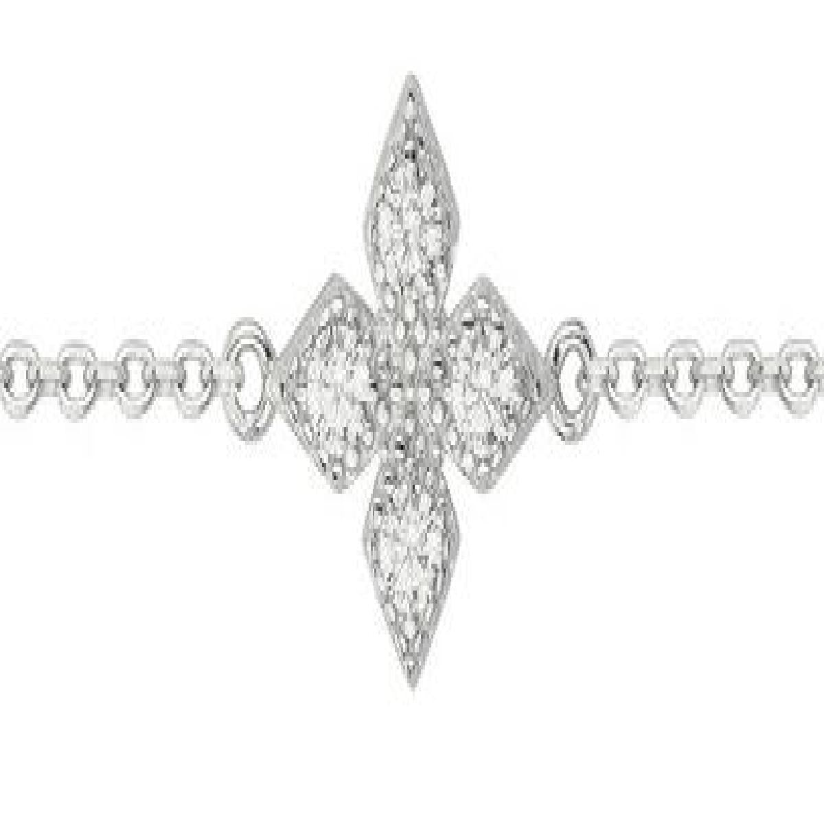 Bracelet Simple pour Poignet Modèle P. Blanches – Argent 925 – Zirconium Serti Finement