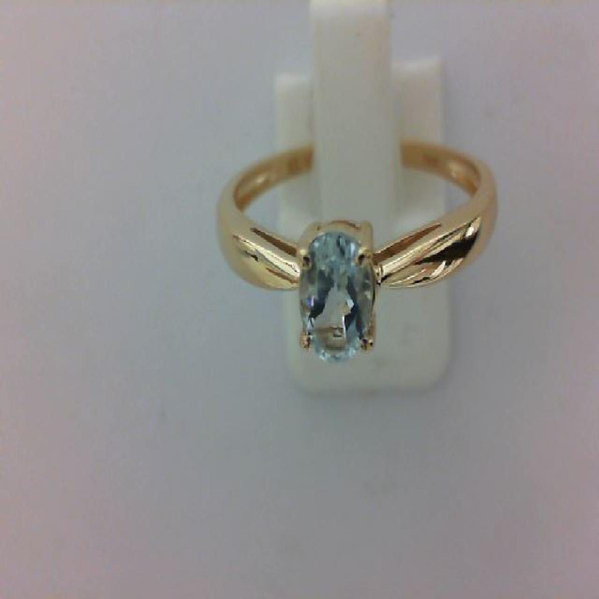 Solitaire en pierre de couleur naturelle pour femme – Aigue Marine – Or 18 carats
