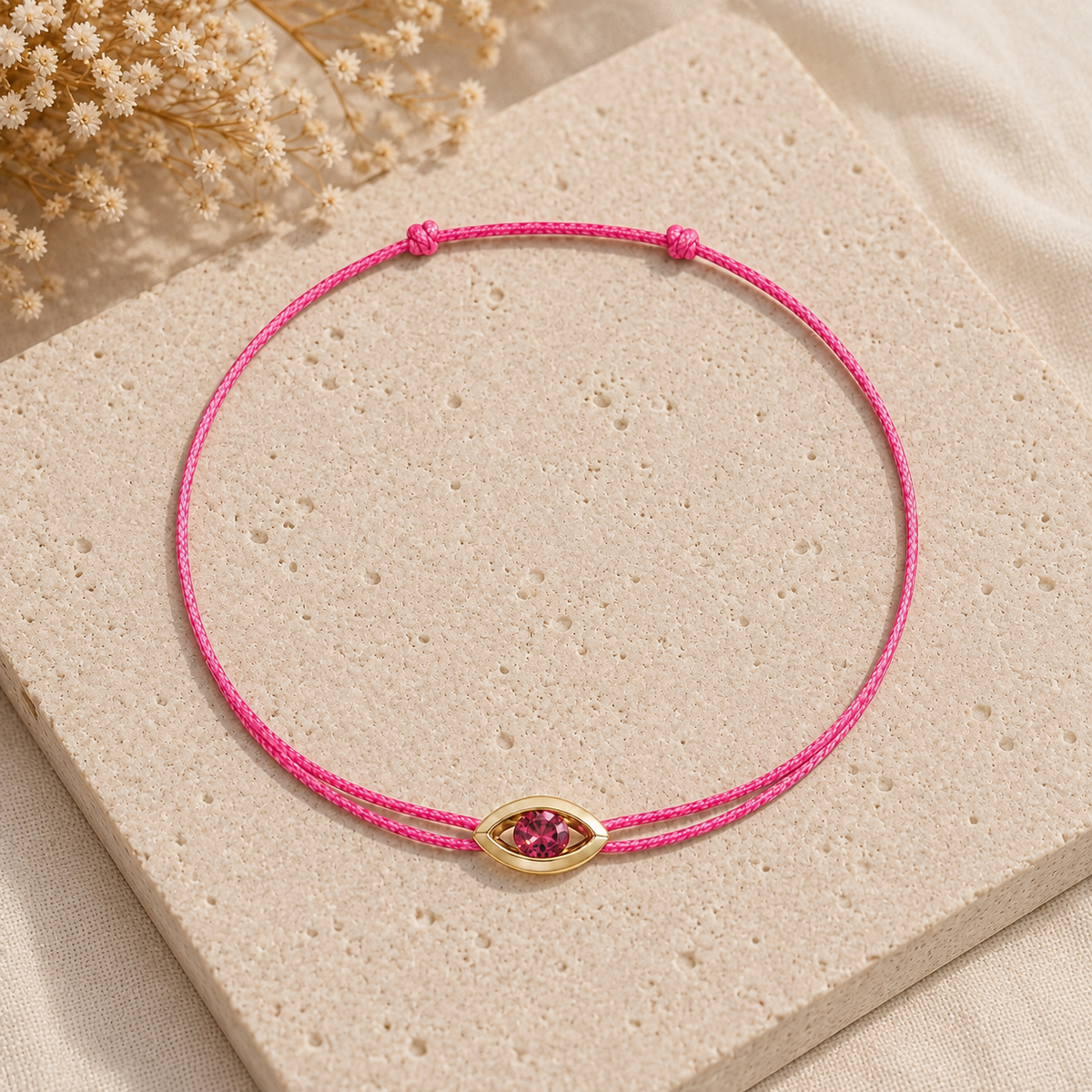 Bracelet cordon Tourmaline rose & or jaune 375/1000 – Passion Diamant Platine