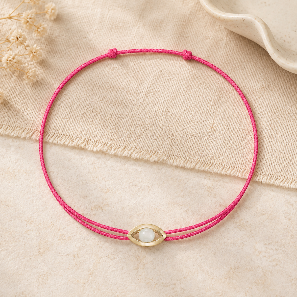 Bracelet cordon Pierre de lune & or jaune 375/1000 – Passion Diamant Platine