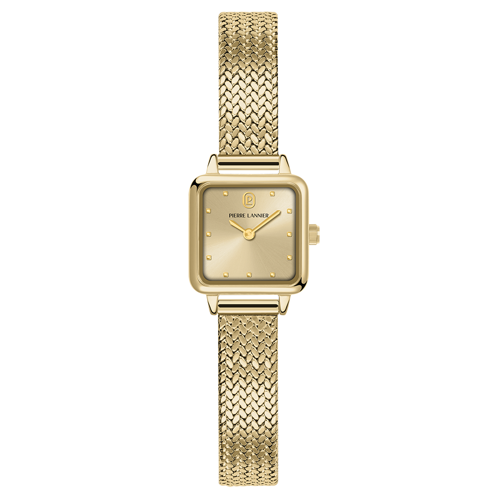 Montre Quartz Femme Neora Dorée Cadran Doré Bracelet Acier Milanais 10 Mm