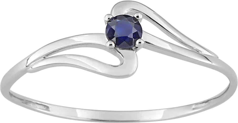 Bague en or blanc 375/1000 et saphir serti quatre griffes 0.12 carats