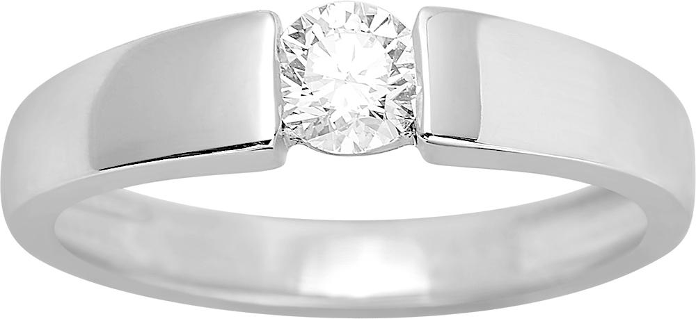 Bague Solitaire or blanc 750/1000 Diamant Rond Brillant 0,35 Carat GH-SI