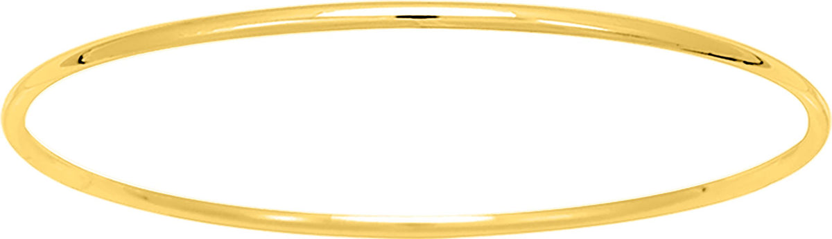 Jonc fermé en plaqué or jaune fil rond de 2 mm de largeur, diamètre de 63 mm