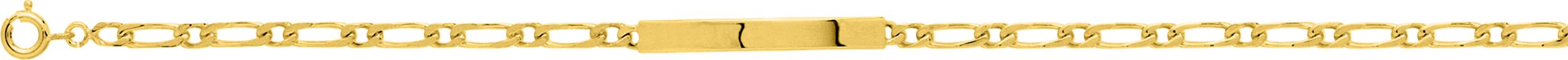 Gourmette enplaqué or jaune plaque rectangle maille alternée 1+1, longueur 18 cm
