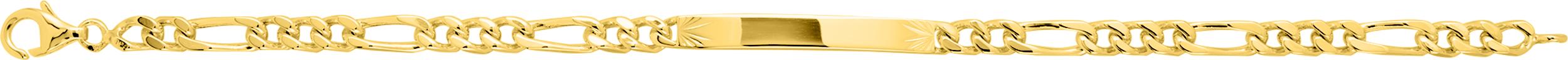 Gourmette en plaqué or jaune maille figaro alternée 1+3 longueur 18 cm