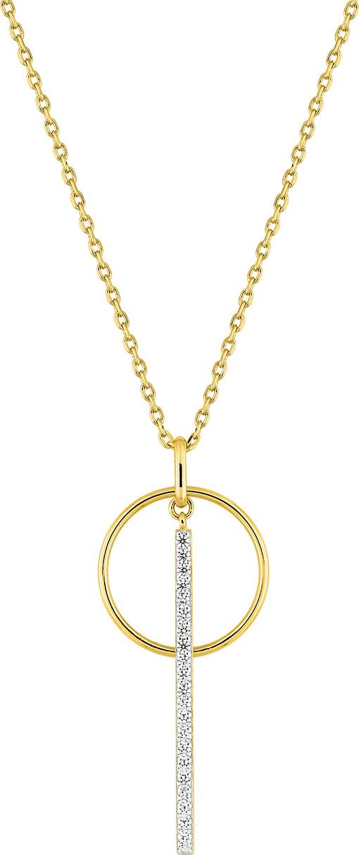 Collier en plaqué or jaune en forme de cercle avec barre verticle serties d'OZ