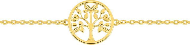 Bracdelet en plaqué or jaune motif arbre de vie ajouré, longueur 16+3 cm