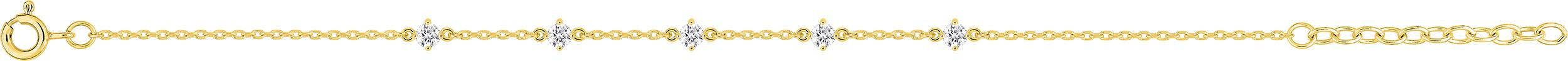 Bracelet plaqué or jaune et 5 oxydes de zirconium 16+3 cm