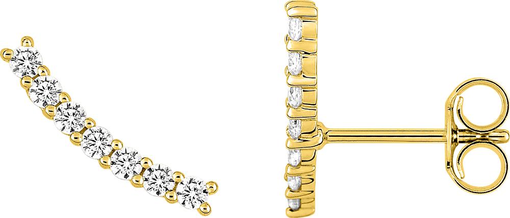 Boucles d'oreilles en plaqué or jaune courbes serties d'OZ