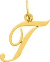 Pendentif en plaqué or jaune lettre T