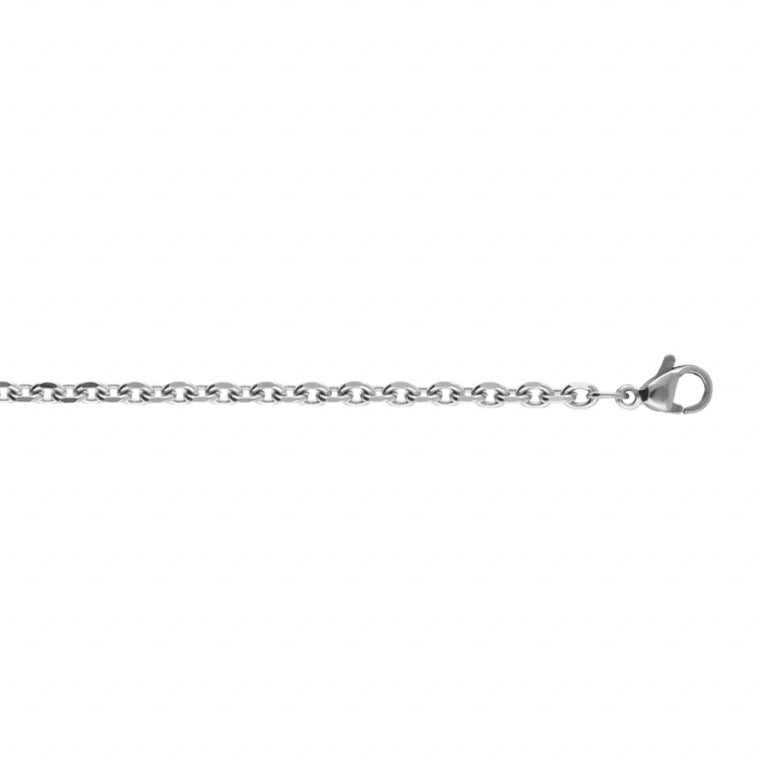 Chaîne en acier blanc maille forçat 50cm