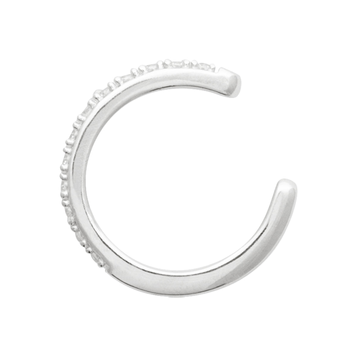 Bague d'oreille en argent rhodié avec oxydes serttis grains