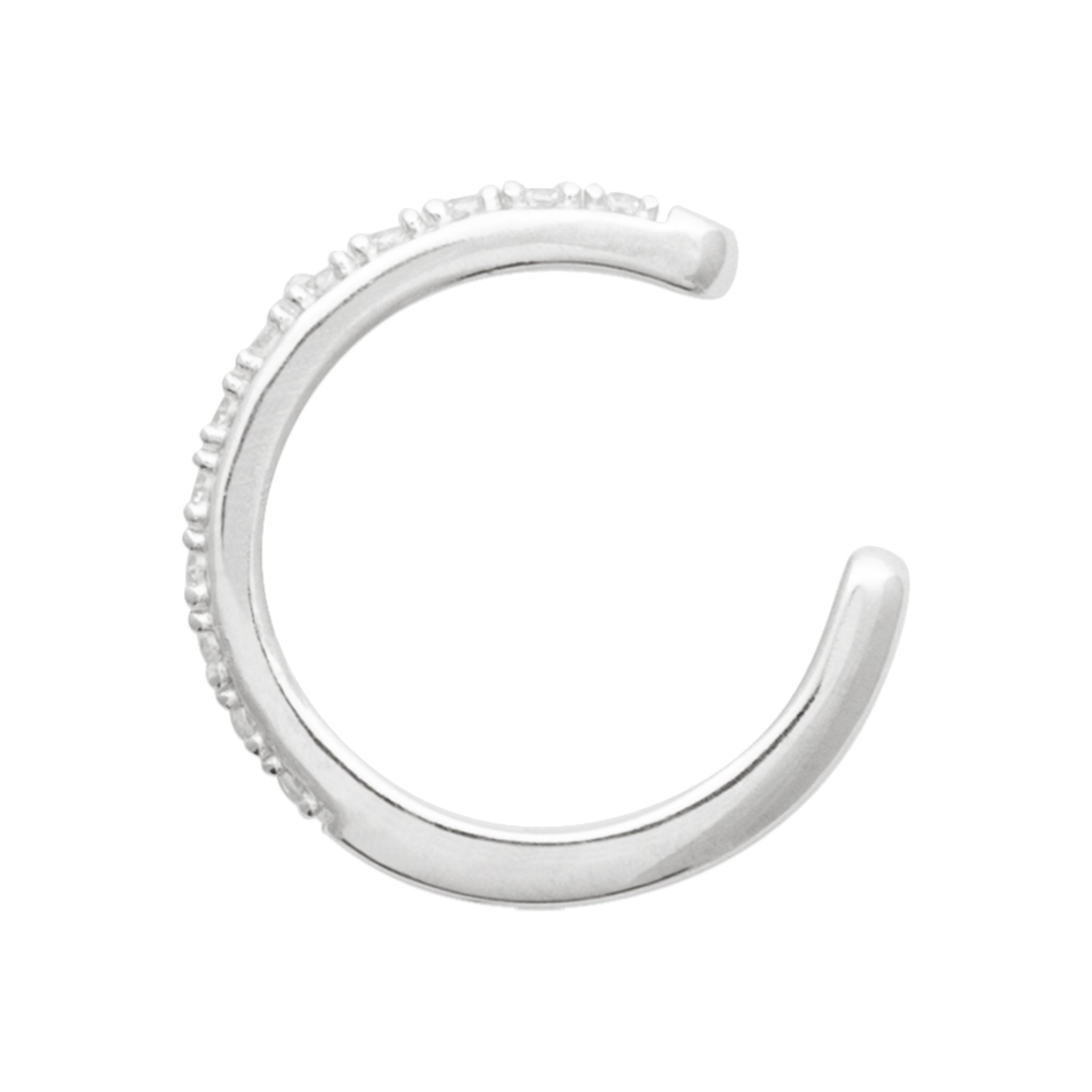 Bague d'oreille en argent rhodié avec oxydes serttis grains