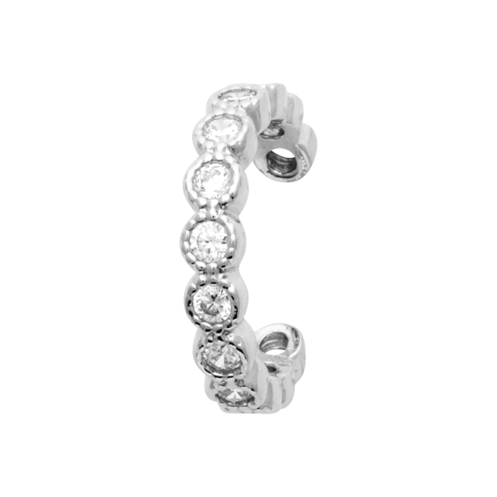 Bague d'oreille en argent rhodié avec oxydes sertis clos