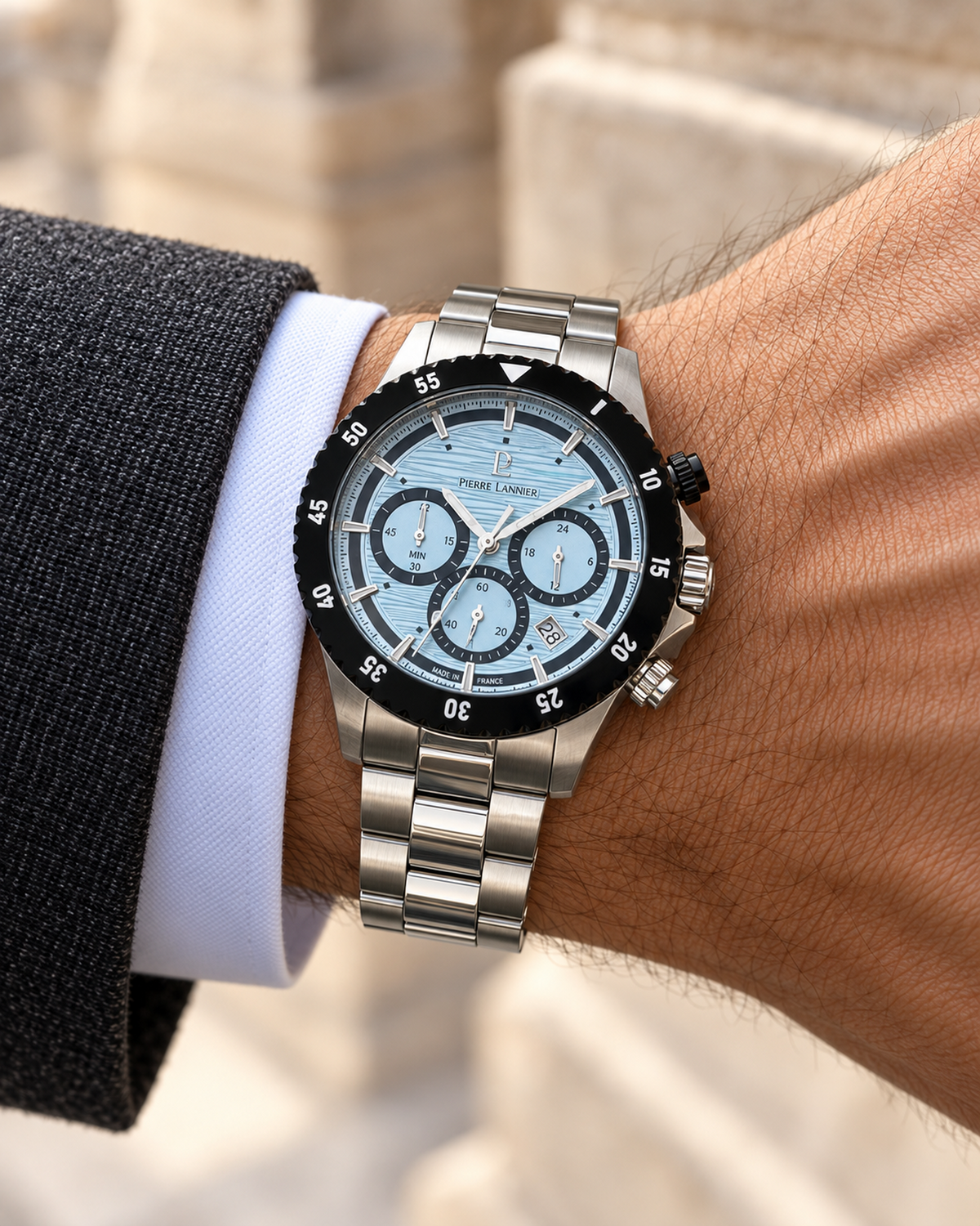 Montre Pierre Lannier Décima 211K191 portée au poignet